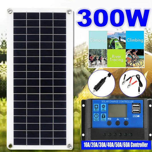 Introducing the 300W Solar Panel Kit Complete 12V USB With 10-60A Controller Solar Cells – Your Ultimate Power Solution for Car, Yacht, RV, Boat, and Mobile Devices! - Fit For Life Brands