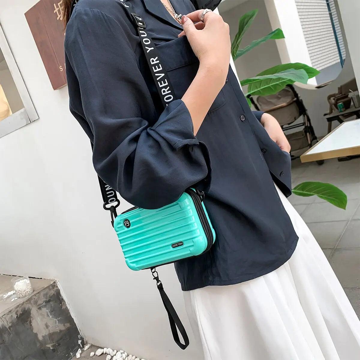 Luggage Small Bag Women's Crossbody Shoulder Personality Hand-Held Mini Suitcase-Style Box Small Square Women's Bag USAdrop