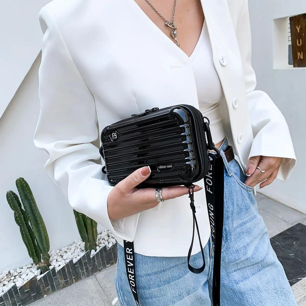 Luggage Small Bag Women's Crossbody Shoulder Personality Hand-Held Mini Suitcase-Style Box Small Square Women's Bag USAdrop