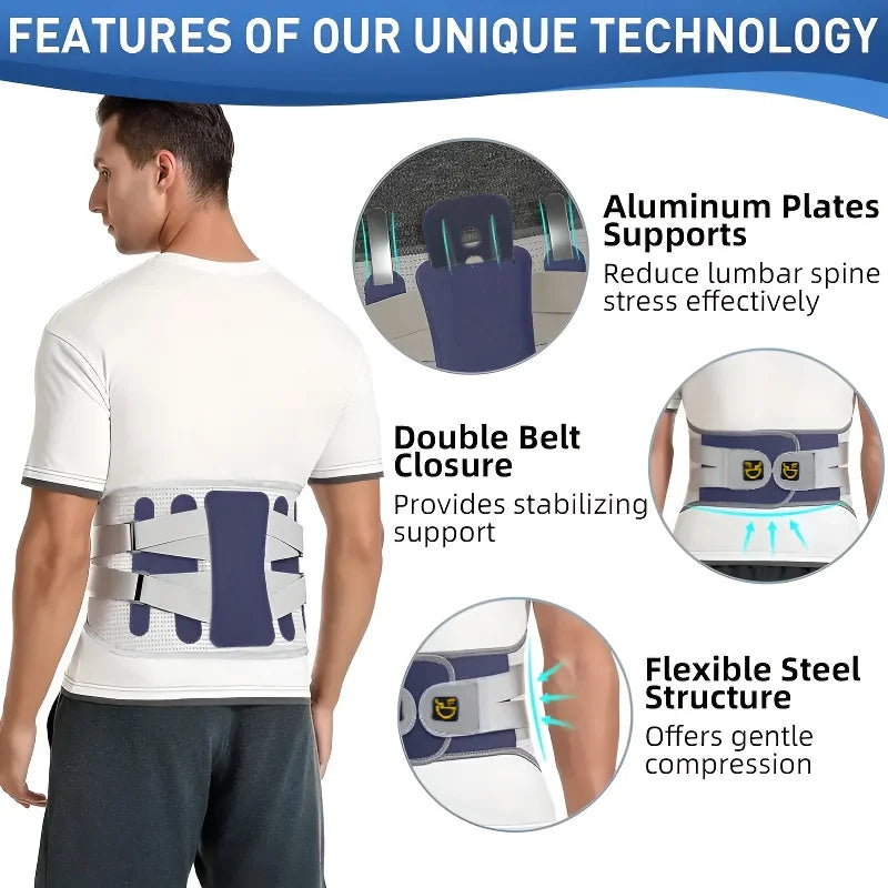Back Brace Support Belt for Lower Back Pain Relief Adjustable Men Women Waist Lumbar Support Sciatica Scoliosis Herniated Disc