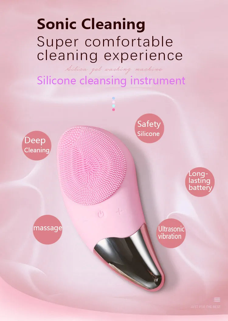 Mini Electric Face Washer Cleanser Silicone Facial Cleanser Waterproof Rechargeable Ultrasonic Pore Facial Cleaner