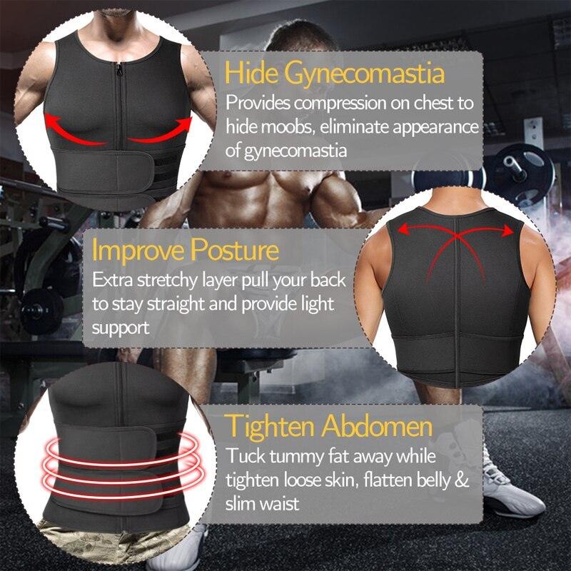 Men Body Shaper Waist Sauna Sweat Vest Compression Undershirt Shapewear Fat Burner Tank Tops Trainer Vest Slimming Shirt - Fit For Life Brands