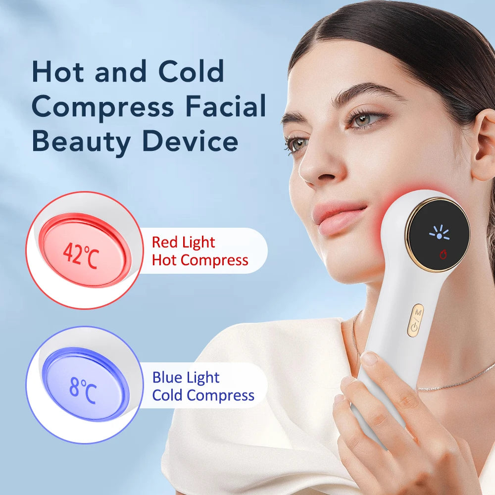 Heat & Cold Face Beauty Device 2 LED Lights Modes Electric Lifting Tightening Eyes Neck Double Chin Massager Skin Care Facial Tool