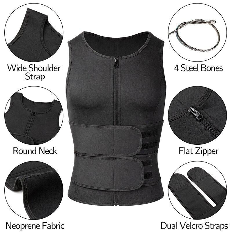 Men Body Shaper Waist Sauna Sweat Vest Compression Undershirt Shapewear Fat Burner Tank Tops Trainer Vest Slimming Shirt - Fit For Life Brands
