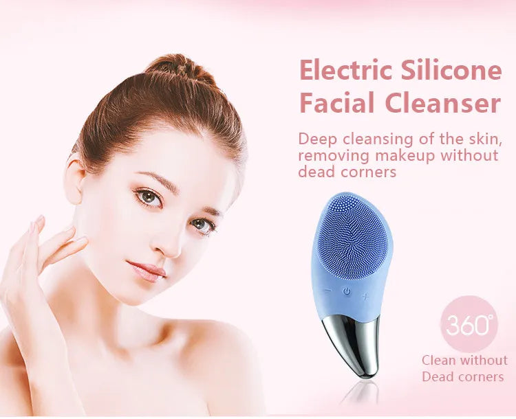Mini Electric Face Washer Cleanser Silicone Facial Cleanser Waterproof Rechargeable Ultrasonic Pore Facial Cleaner