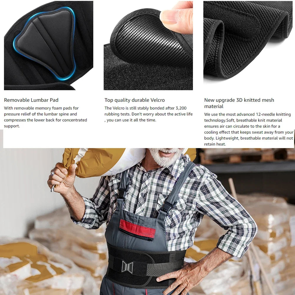 Back Braces for Lower Back Pain Relief with 6 Stays Breathable Back Support Belt Anti-skid lumbar with pad for sciatica