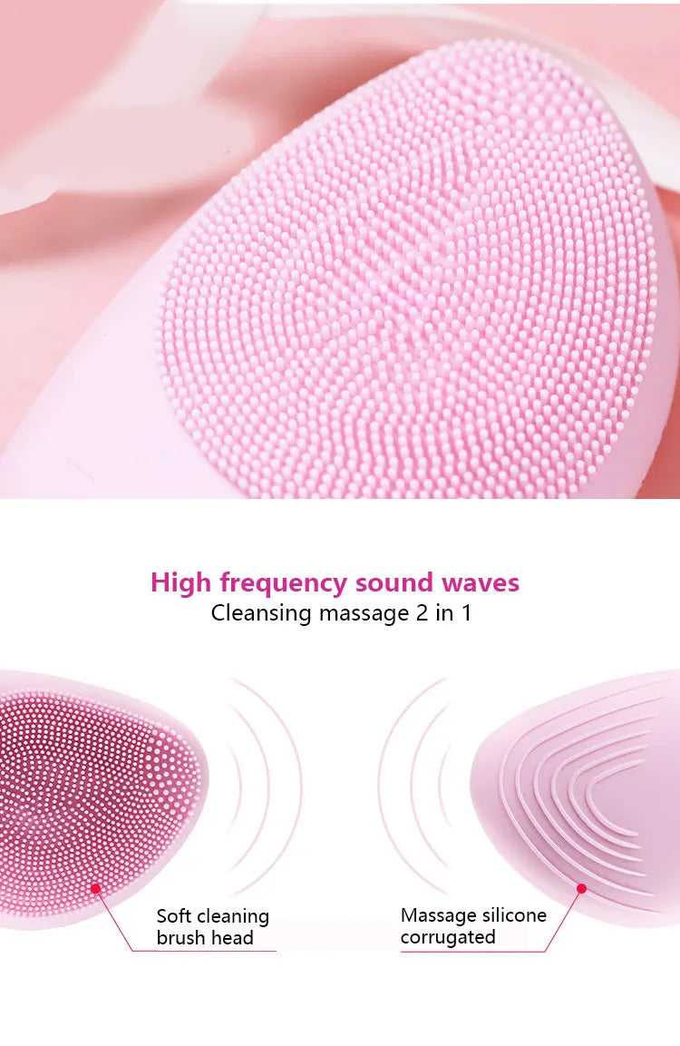 Mini Electric Face Washer Cleanser Silicone Facial Cleanser Waterproof Rechargeable Ultrasonic Pore Facial Cleaner