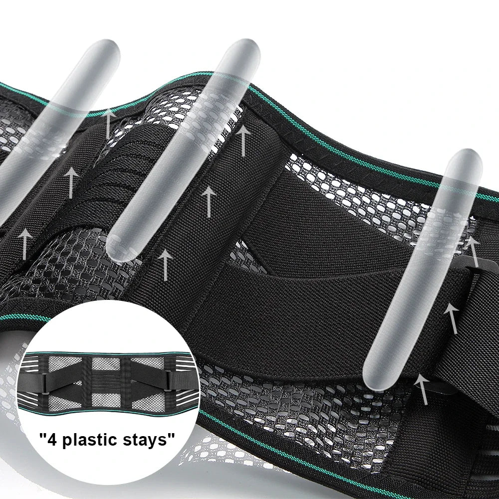 1PCS Lower Back Support Belt- Adjustable Lumbar Brace for Lifting- Breathable Mesh with 4 Metal Stays, Posture Corrector for Work
