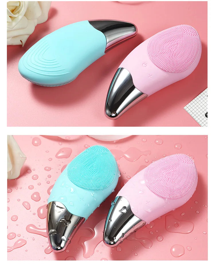Mini Electric Face Washer Cleanser Silicone Facial Cleanser Waterproof Rechargeable Ultrasonic Pore Facial Cleaner