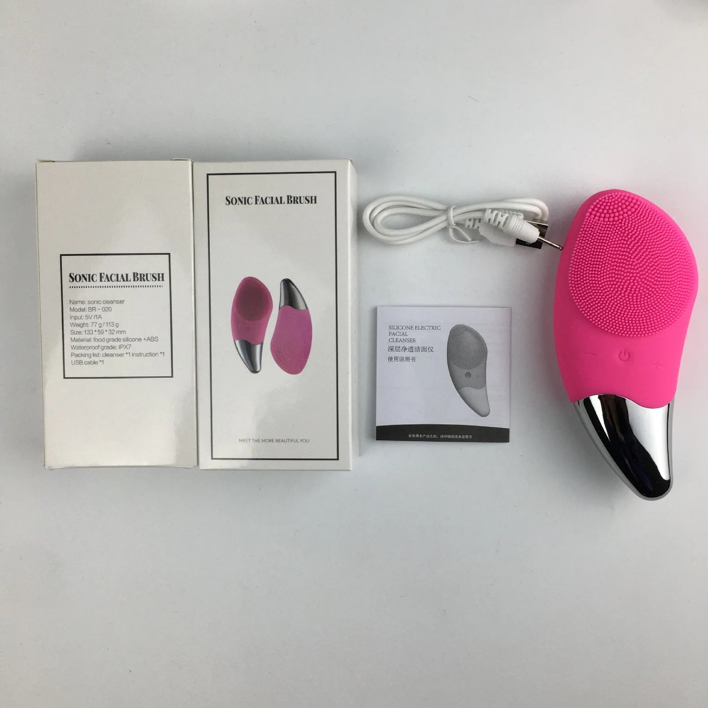 Mini Electric Face Washer Cleanser Silicone Facial Cleanser Waterproof Rechargeable Ultrasonic Pore Facial Cleaner