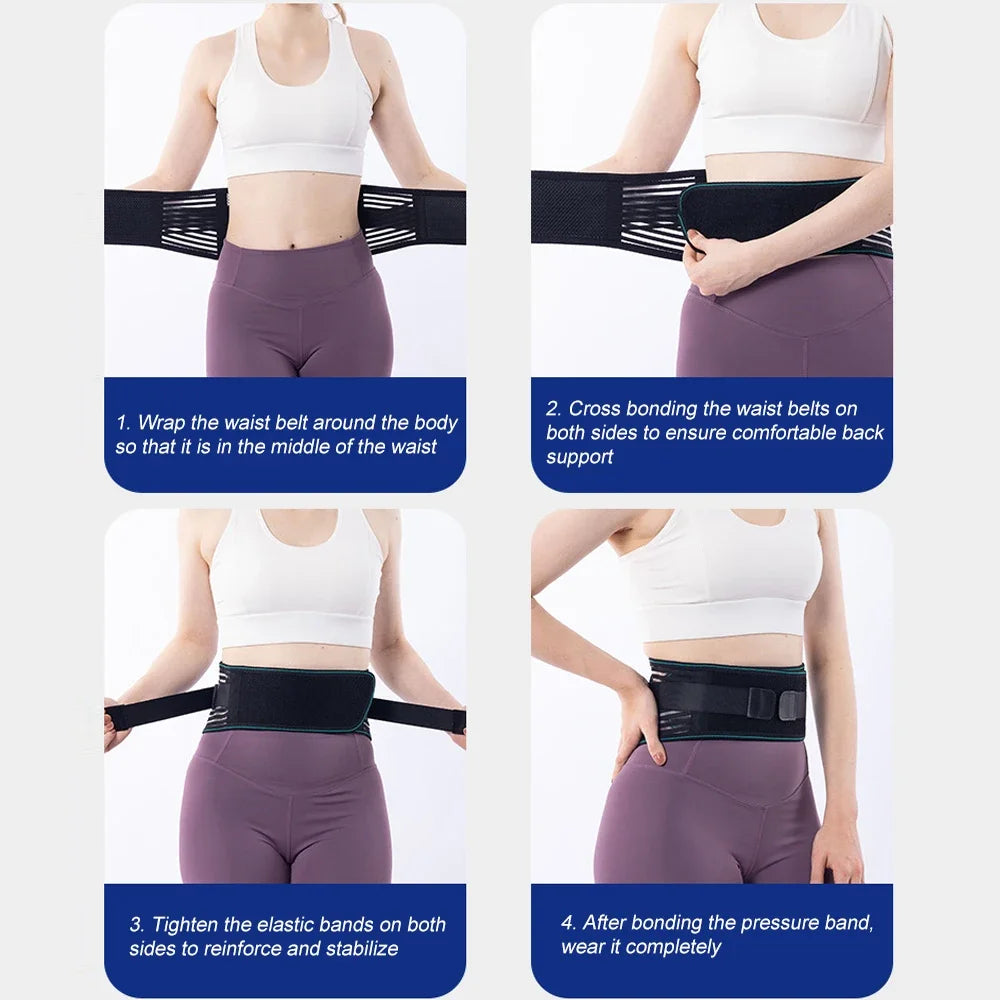 1PCS Lower Back Support Belt- Adjustable Lumbar Brace for Lifting- Breathable Mesh with 4 Metal Stays, Posture Corrector for Work