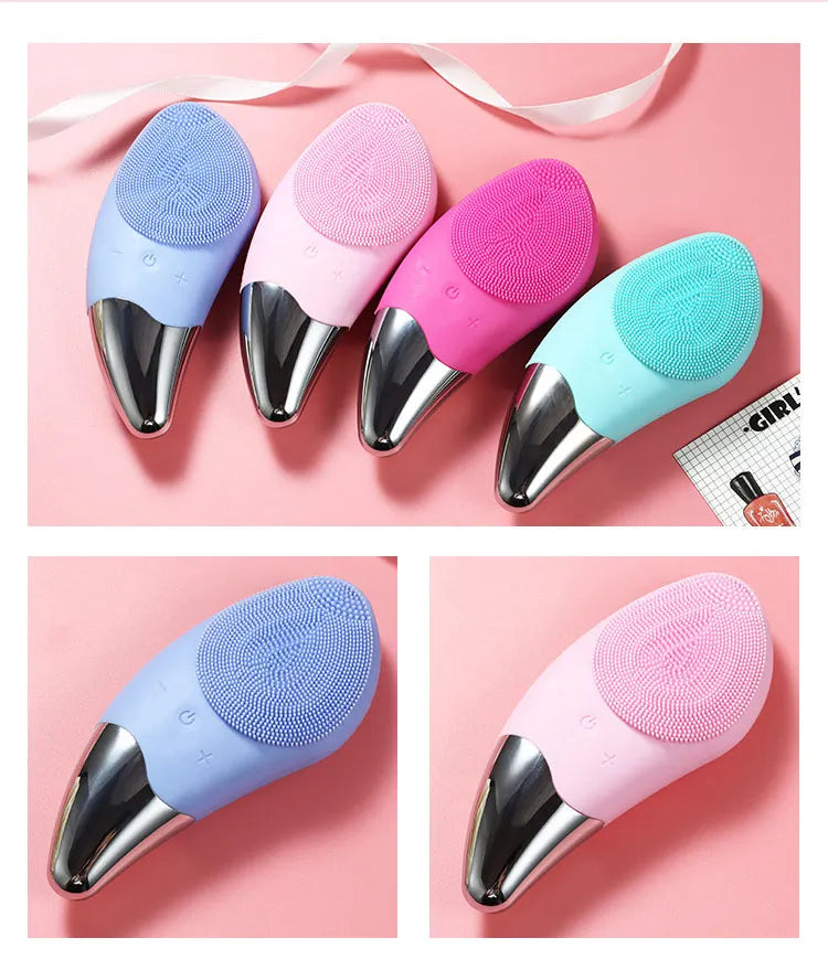 Mini Electric Face Washer Cleanser Silicone Facial Cleanser Waterproof Rechargeable Ultrasonic Pore Facial Cleaner