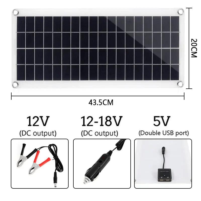 300W Solar Panel Kit Complete 12V USB With 10-60A Controller Solar Cells for Car Yacht RV Boat Moblie Phone Battery Charger Fit For Life Brands 