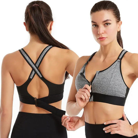 Adjustable Front Zipper Sports Bra Shockproof No Underwire vest Yoga Sports Cross Beautiful Back Underwear women Hypersku