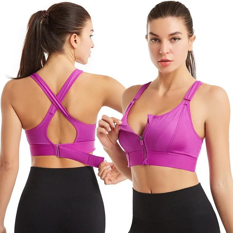 Adjustable Front Zipper Sports Bra Shockproof No Underwire vest Yoga Sports Cross Beautiful Back Underwear women Hypersku