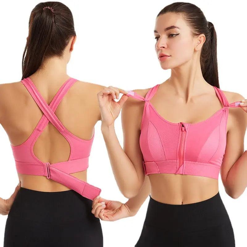 Adjustable Front Zipper Sports Bra Shockproof No Underwire vest Yoga Sports Cross Beautiful Back Underwear women Hypersku