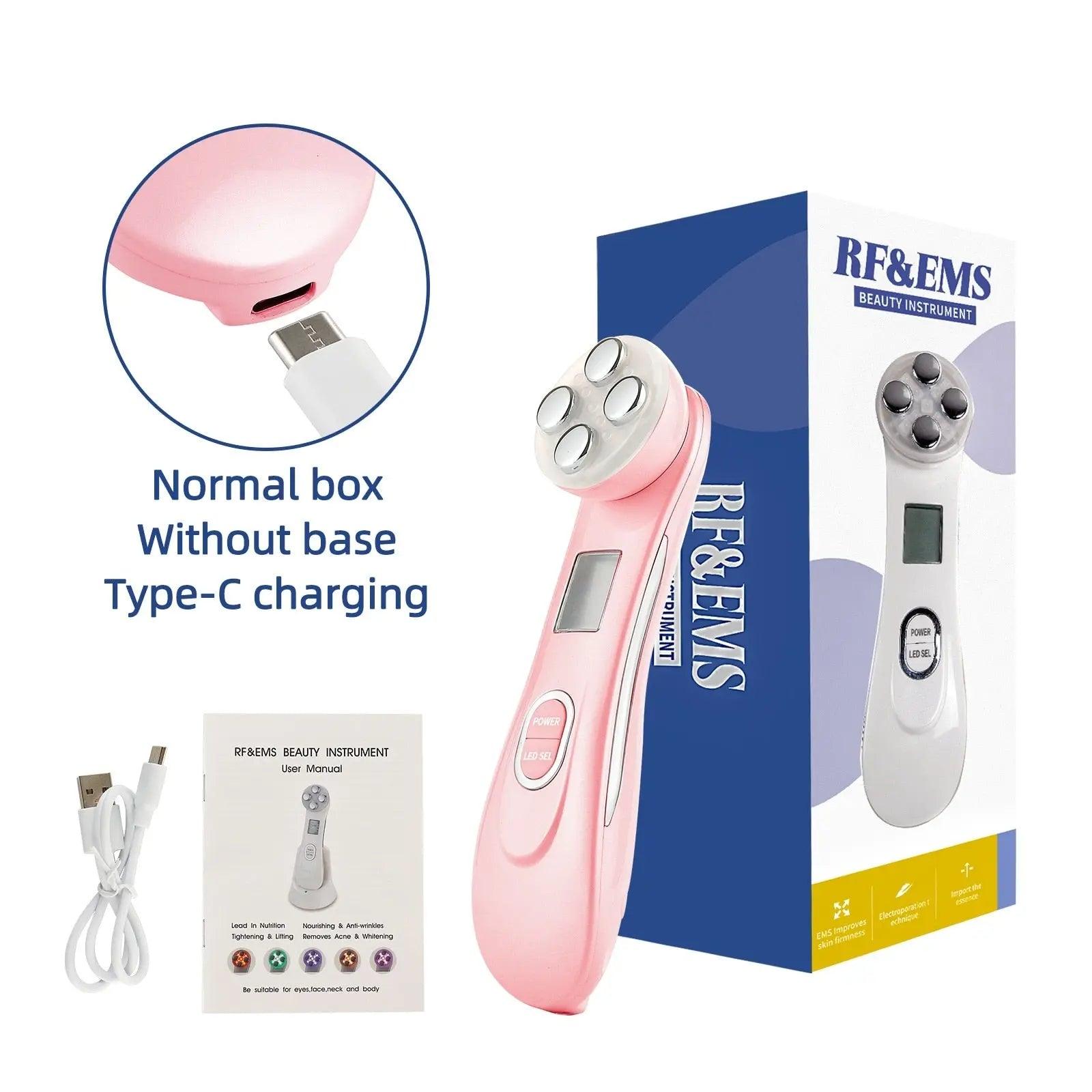 Facial Mesotherapy Electroporation RF Radio Frequency LED Photon Face Lifting Tighten Wrinkle Removal Skin Care Face Massager Fit For Life Brands 