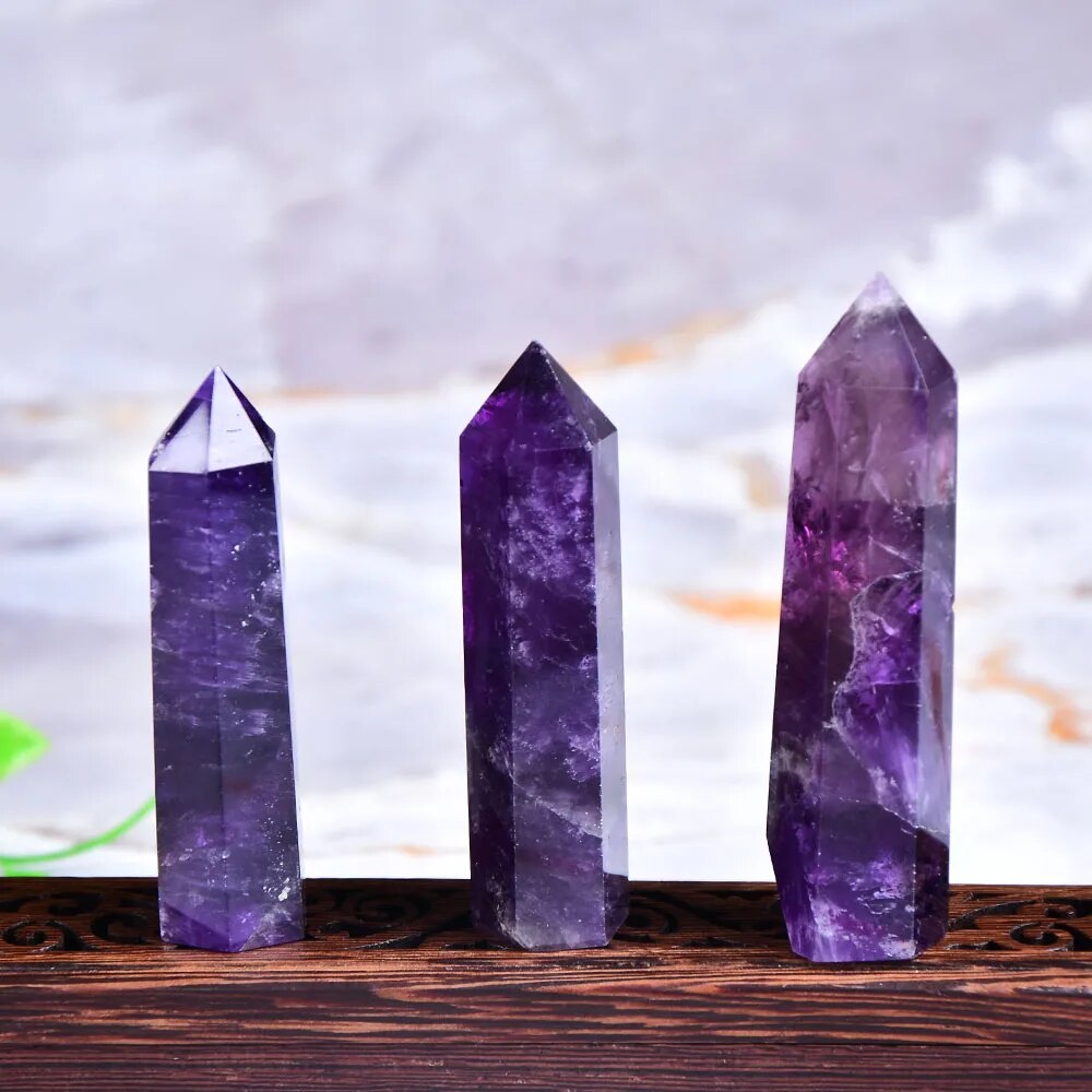 Natural Amethyst Point Crystal Healing Energy Stone Natural Quartz Home Decor Reiki Polished Crafts 50-80mm Stone Carved 1PC