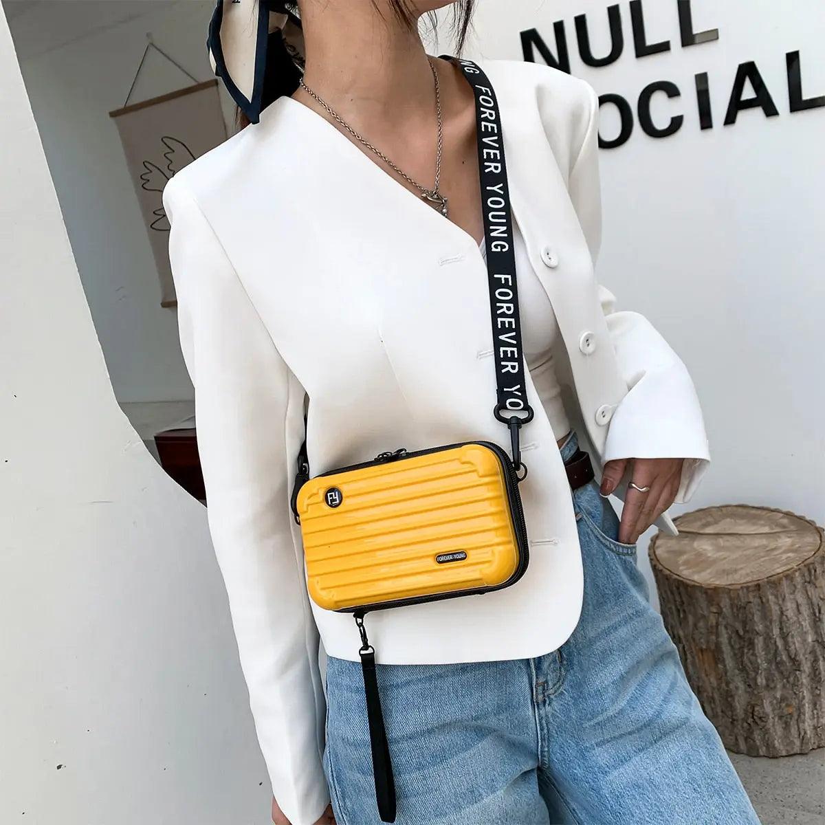 Luggage Small Bag Women&#39;s Crossbody Shoulder Personality Hand-Held Mini Suitcase-Style Box Small Square Women&#39;s Bag USAdrop