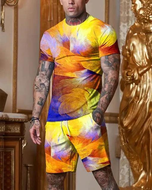 Men's T-shirt Set ,3D Digital Printed T-shirt, Men's Sports Set Fashion Casual two piece set Hypersku