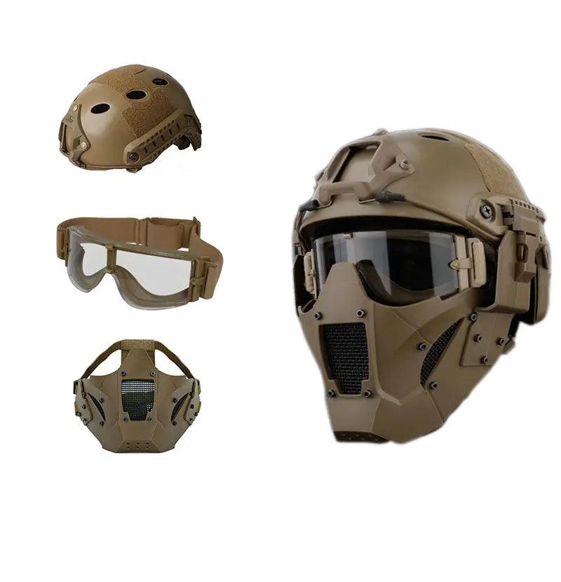 Multi Function Iron Mesh Tactical Mask with Fast Helmet and Tactical Goggles Airsoft Hunting Motorcycle Sport Play Fit For Life Brands