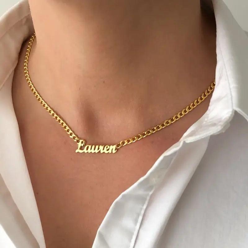 Personalised Name Necklaces For Women and Men Punk Nameplate Jewelry Stainless Steel Curb Chain Custom Letter Necklace Collier Fit For Life Brands 