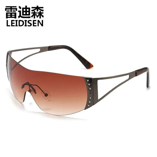 Rimless men and women Y2K sunglasses cross-border hot rhinoceros one-piece sunglasses trend sports mirror 2974 Hypersku
