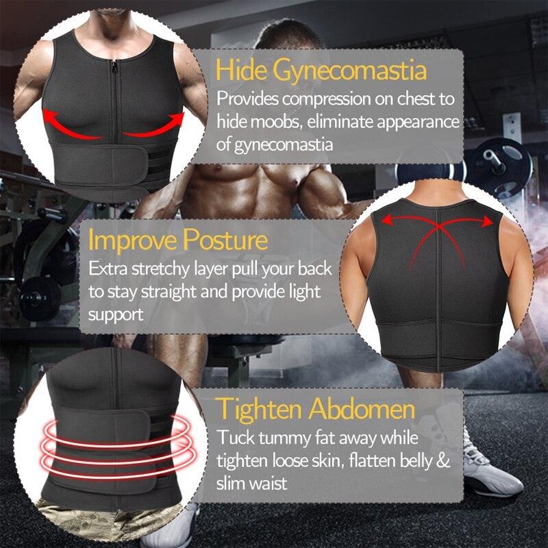 Men Body Shaper Waist Sauna Sweat Vest Compression Undershirt Shapewear Fat Burner Tank Tops Trainer Vest Slimming Shirt - Fit For Life Brands 