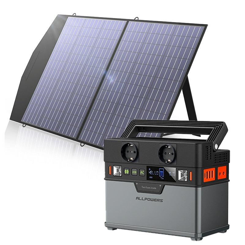 ALLPOWERS Solar Generator, 110V/220V Portable Power Station,Mobile Emergency Backup Power With 18V Foldable Solar Panel Charger - Fit For Life Brands 