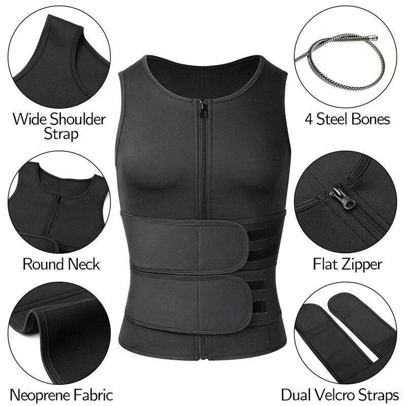 Men Body Shaper Waist Sauna Sweat Vest Compression Undershirt Shapewear Fat Burner Tank Tops Trainer Vest Slimming Shirt - Fit For Life Brands 