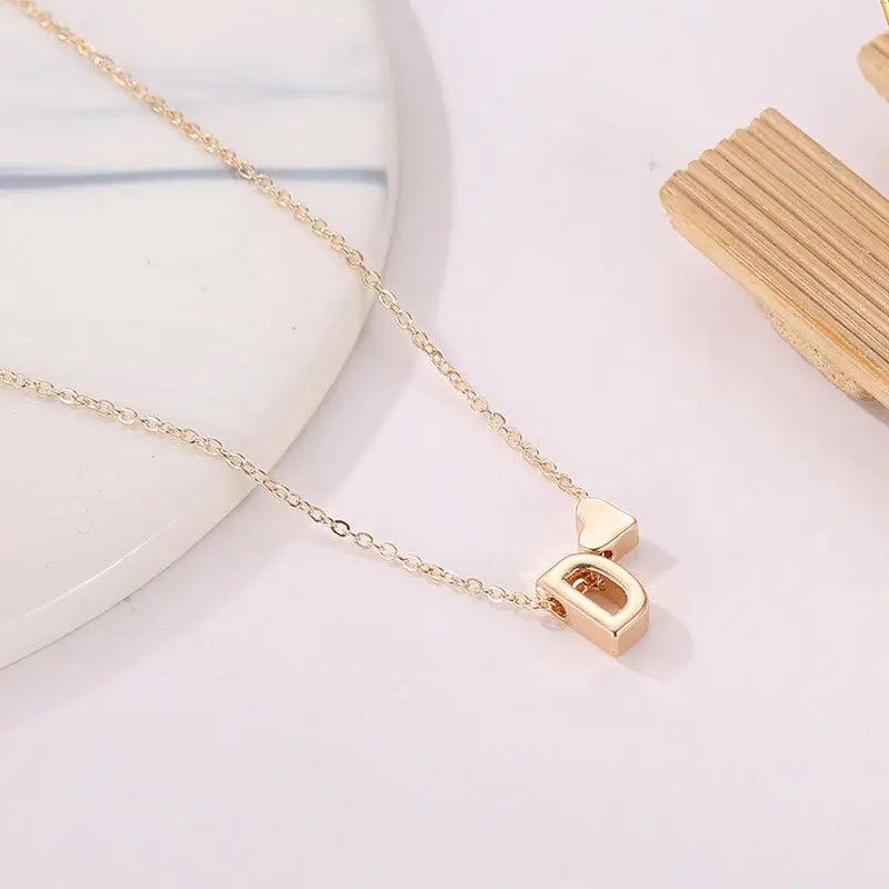 SUMENG Fashion Tiny Heart Dainty Initial Necklace Gold Silver Color Letter Name Choker Necklace For Women Pendant Jewelry Gift Fit For Life Brands 