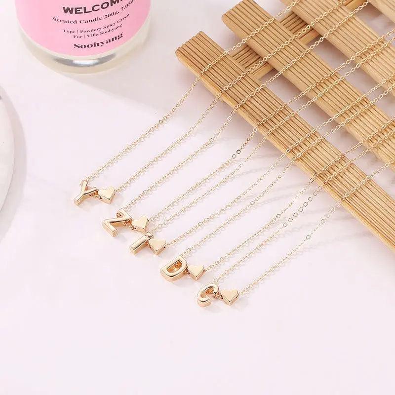 SUMENG Fashion Tiny Heart Dainty Initial Necklace Gold Silver Color Letter Name Choker Necklace For Women Pendant Jewelry Gift Fit For Life Brands 