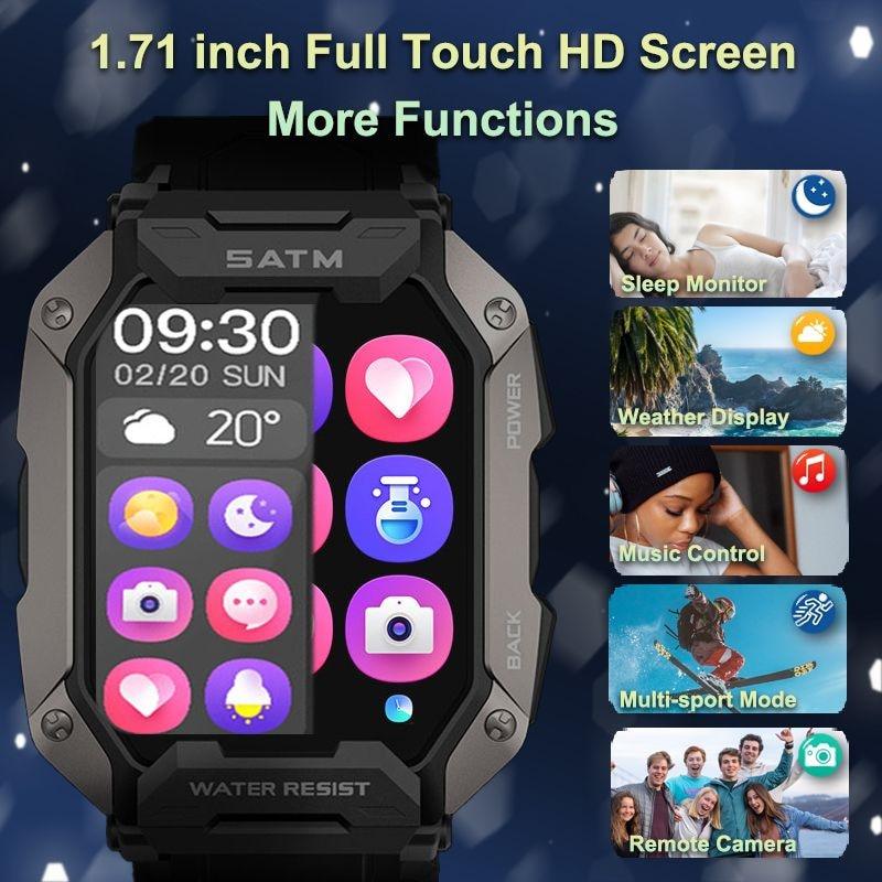 New Full Touch Smartwatch For Android Xiaomi Blood Pressure Oxygen Fitness Watch 5 Atm Waterproof Smart Watch Men Military - Fit For Life Brands 