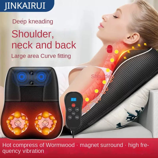 Quality Electric Shiatsu Head Neck Cervical  Body Massager Car Back Pillow with Heating Vibrating Massage Device