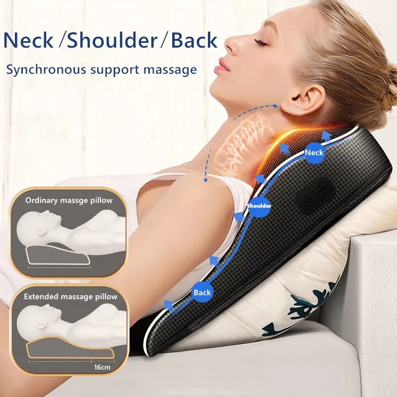 Quality Electric Shiatsu Head Neck Cervical  Body Massager Car Back Pillow with Heating Vibrating Massage Device