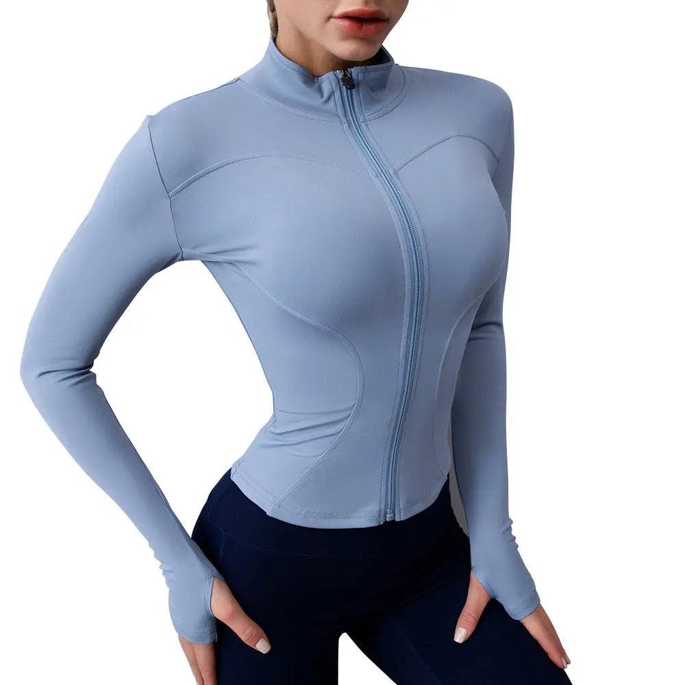 new stand-up collar zipper, sports top female tight sexy fitness clothes long-sleeved speed dry yoga clothes coat Hypersku