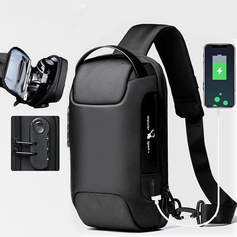 Chest Bag New Anti-thief Men Crossbody Bag Shoulder Bags USB Charging Short Trip For Male Travel Pack